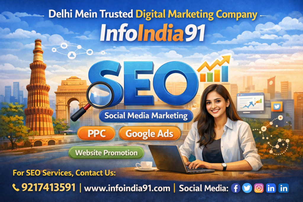 SEO services in Delhi by InfoIndia91 trusted search engine optimization company with contact number 9217413591
