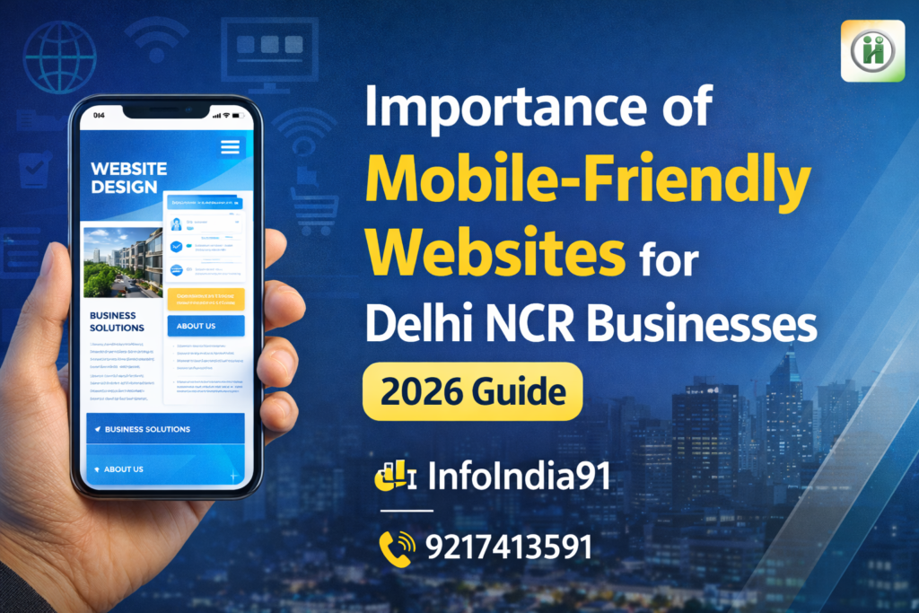 Importance of mobile-friendly websites for Delhi NCR businesses in 2026 by InfoIndia91 digital marketing agency in Gurgaon