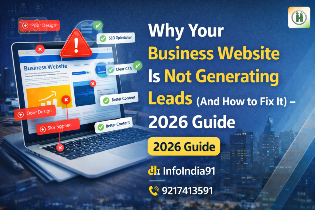 Why business website is not generating leads and how to fix it 2026 guide by InfoIndia91 digital marketing agency in Gurgaon